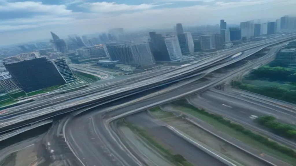 rental mobil bambu apus lepas kunci - Aerial view of Jakarta city highway with modern cars, urban 