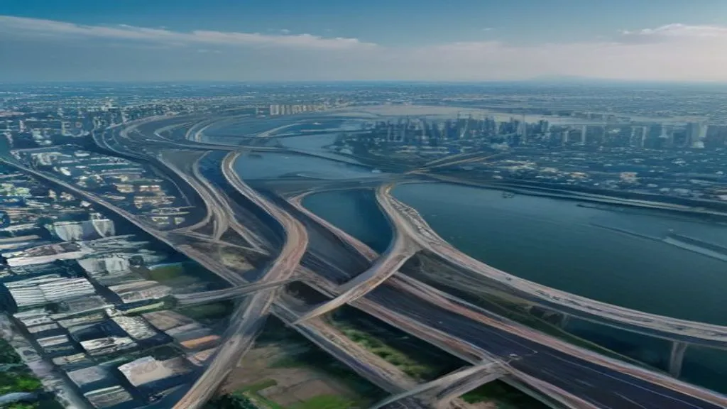 sewa mobil tangerang lepas kunci - Aerial view of Jakarta city highway with modern cars, urban