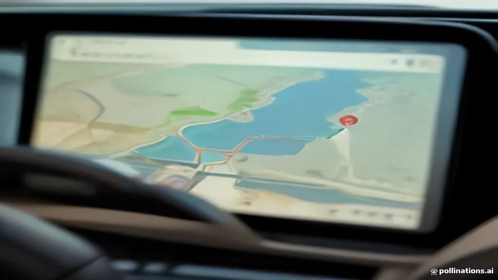 sewa mobil kebayoran lama - Close-up photorealistic image of a GPS navigation screen mou